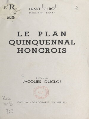 cover image of Le plan quinquennal hongrois